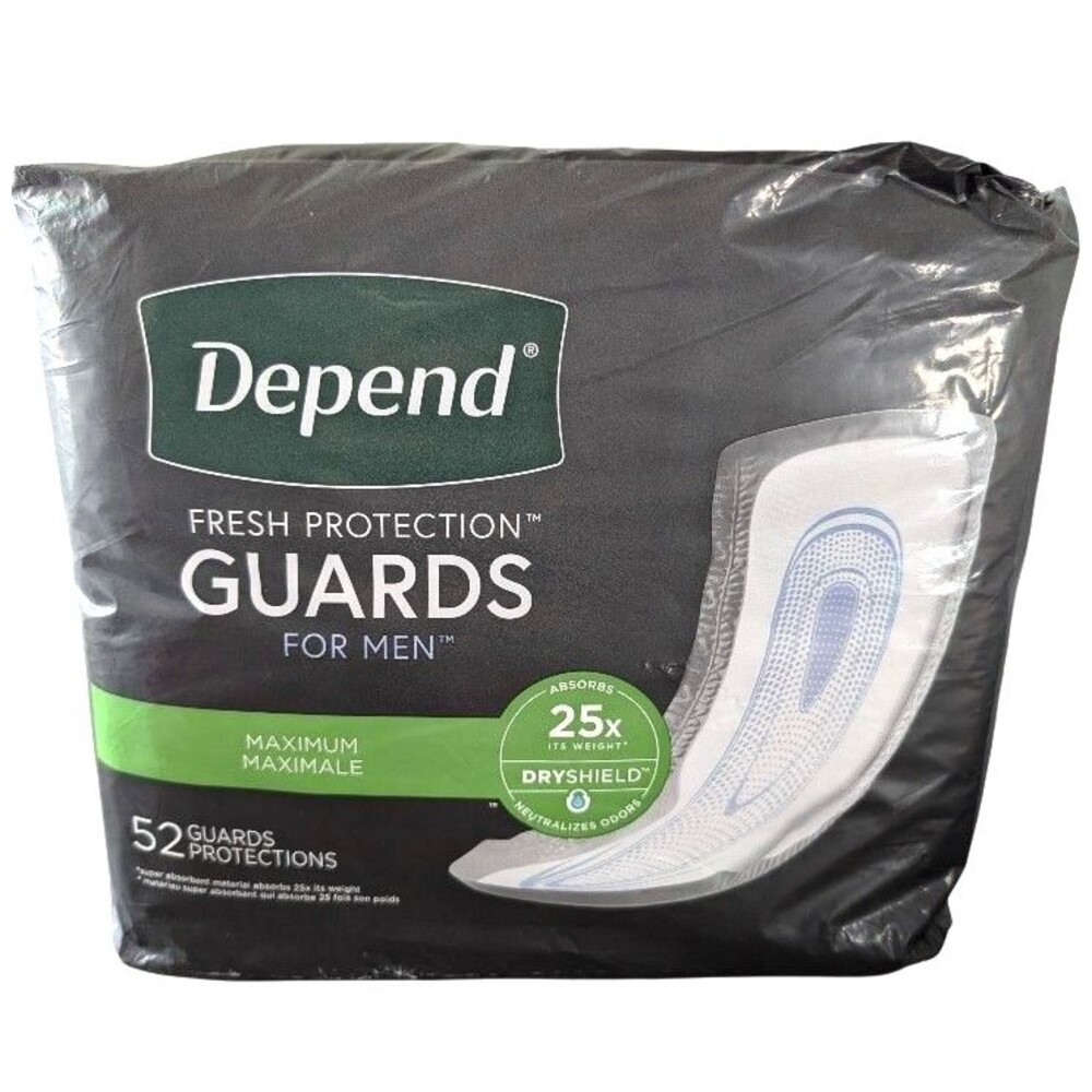 Depend Guards Incontinence Pads for Men Maximum Absorbency 52 Ct New